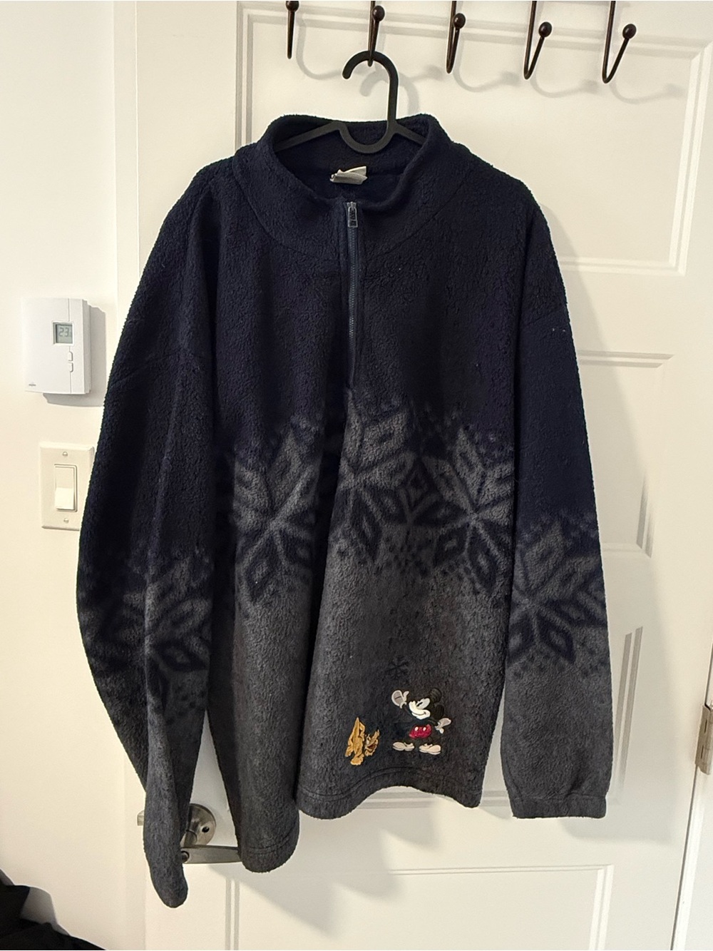 WoMen's Navy and Gray Fleece Zip-Up Sweater with Mickey Accent Disney store